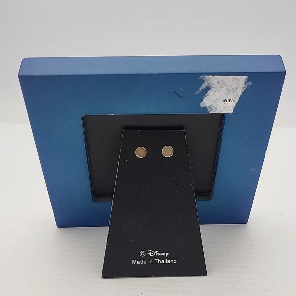 Disney Mickey Mouse Photo Frame Square Blue Wood &‎ Silvertone Metal Moon Stars